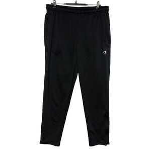 Champion Sweatpants XL Black Track Pants Drawstring Zip Ankle Actual 35X30